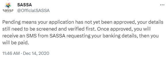 sassa status pending