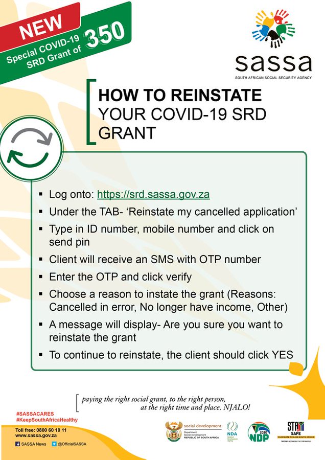 reinstate sassa srd grant