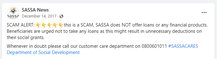 sassa loans scam be careful