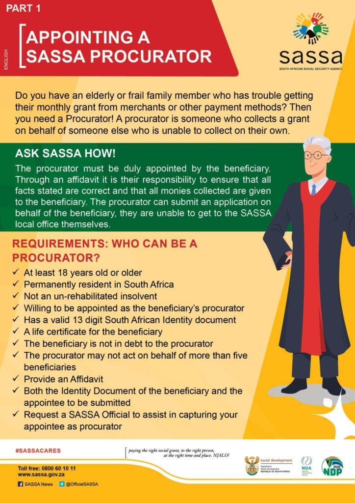 sassa procurator- someone who can apply or collect your grant for you