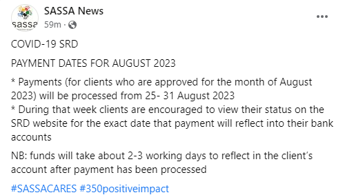 sassa srd august 2023